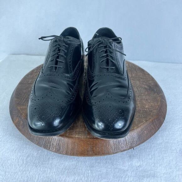 Florsheim Shoes Mens 12 Black Leather Wingtip Lexington Oxfords Brogue - Picture 2 of 14